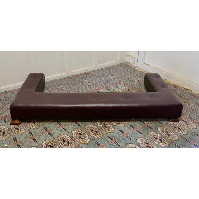 Low Victorian Leather Club Fender Hearth Seat, 1880 For Sale - Image 6 of 8