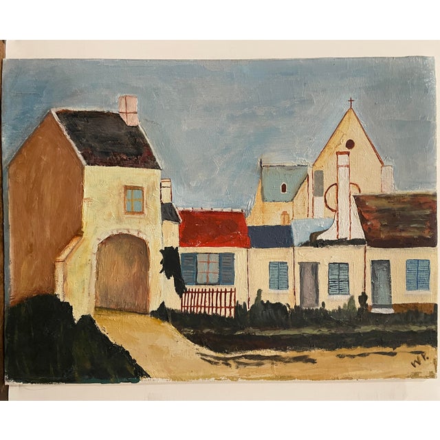1960s 1960s French Village Oil Painting For Sale - Image 5 of 5