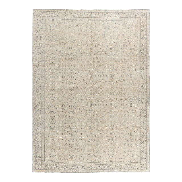 Vintage Circa 1940 Ivory Turkish Sivas Rug 8ft 10in X 12ft 2in For Sale