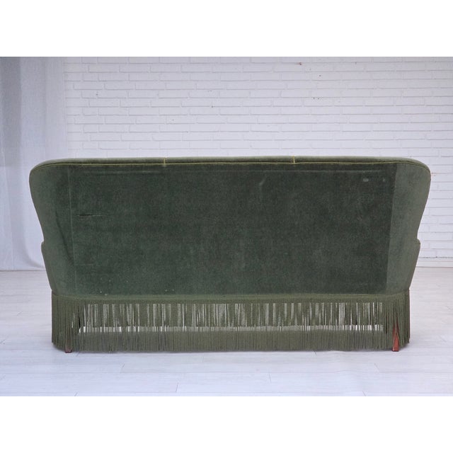 1970s Danish Three-Seater Sofa in Furniture Velour and Beech Wood Legs, 1970s For Sale - Image 5 of 17