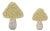Set of 2 Wood & Fabric Mushroom Figurines For Sale