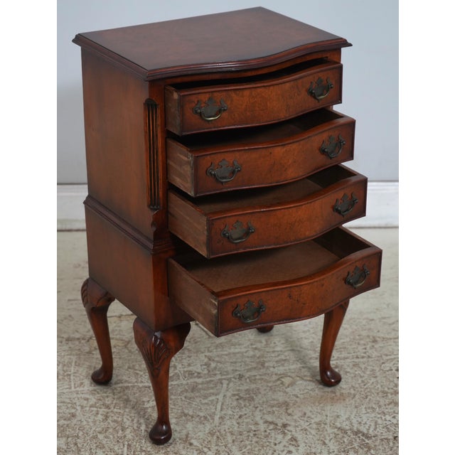 English Vintage Small Size English Burl Wood Highboy For Sale - Image 3 of 15