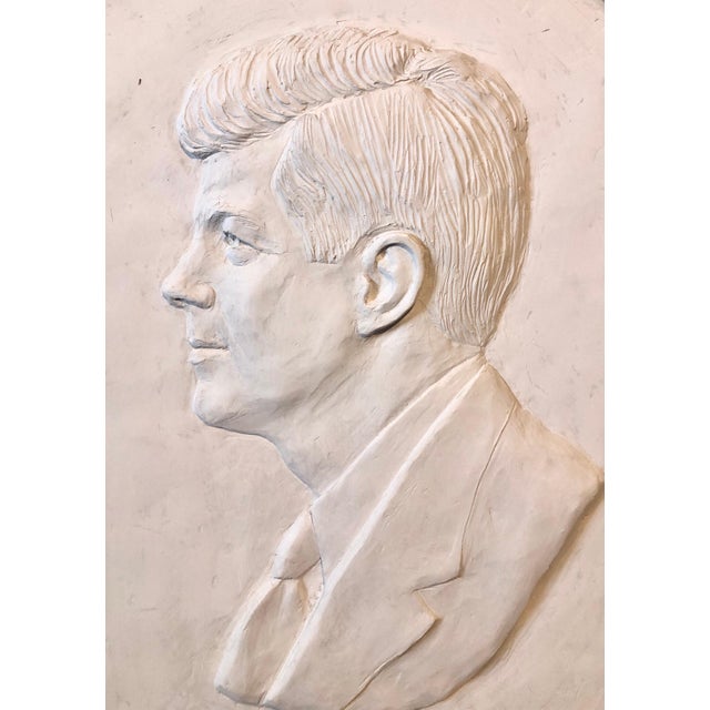 Early 20th Century David Adickes, Texas Artist David Pryor Adickes John F Kennedy Bas Relief Painted Sculpture For Sale - Image 4 of 11