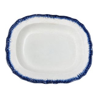 19th Century French Creil Et Montereau Blue & White Ironstone Serving Platter For Sale