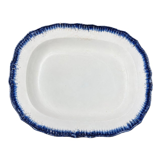 19th Century French Creil Et Montereau Blue & White Ironstone Serving Platter For Sale