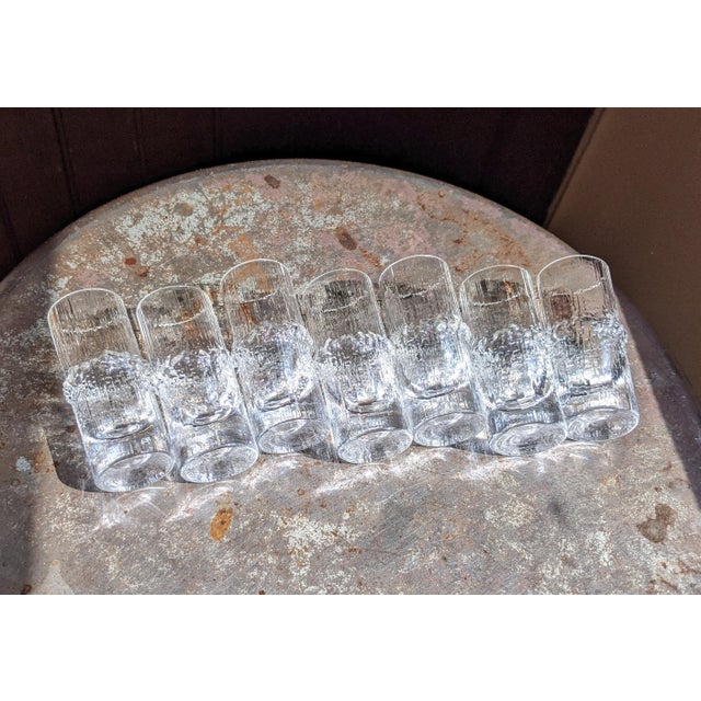 Late 20th Century Late 20th Century Seven (7) Iittala "Niva" Textured Icicle Cordial Shot Glasses Designed by Tapio Wirkkala For Sale - Image 5 of 9