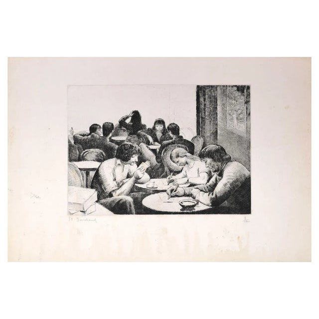 Personnes Attablées au Café - Etching and Drypoint by E. Bouchaud Mid 20th Century For Sale - Image 4 of 4