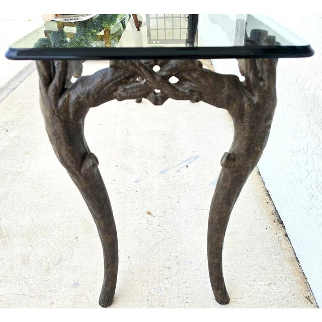 Brown Patinated Bronze Faux Bois Branch Console Table Attributed to Carl Gillberg For Sale - Image 8 of 12
