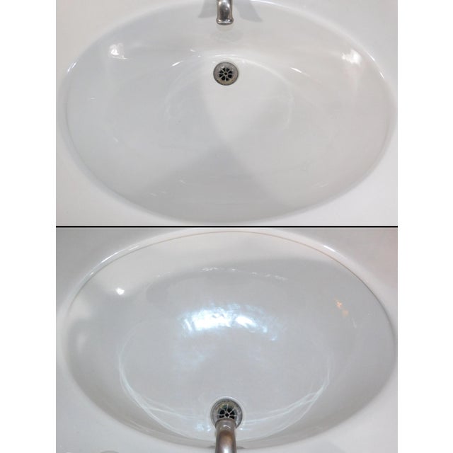 1910s Antique 1919 Trenton Potteries Company Large Tepeco Vitreous China Pedestal Sink For Sale - Image 5 of 18