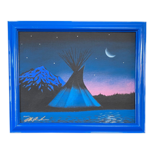Crow Lodge 'Summer Evening' Montana New Moon Water Indian Blue Tepee Knowshisgun 2001