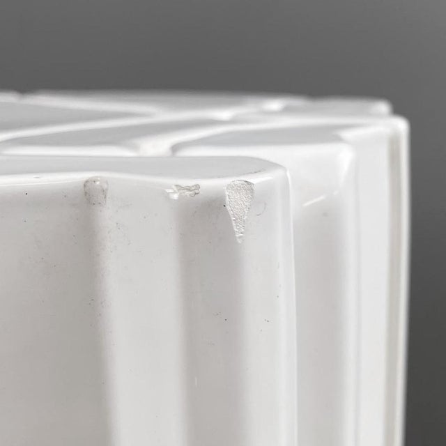 Italian Modern Glossy White Ceramic Side Table by Roberto Faccioli, 1995 For Sale - Image 10 of 14