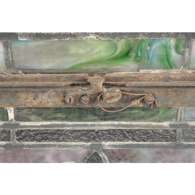 1900s Rectangular Leaded Stained Glass Church Window For Sale - Image 11 of 12