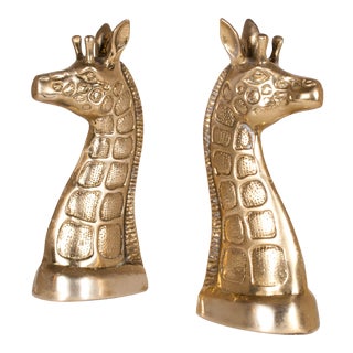 Mid 20th Century Brass Giraffe Bookends - a Pair For Sale
