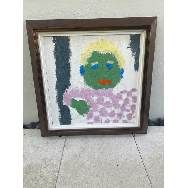 Contemporary Folk Art Fauvist Figurative Abstract Painting, Framed For Sale - Image 4 of 9