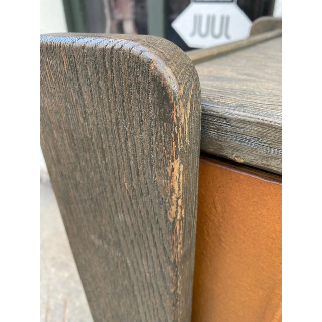 Wood 1970's Space Age Oak and Leather European Cabinet For Sale - Image 7 of 12