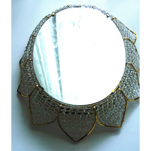 Vintage Illuminated Brass and Lead Crystal 6-Light Wall Mirror from Palwa, 1960s For Sale - Image 12 of 18