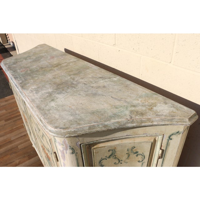 Vintage Hand-Painted Faux Marble Sideboard Buffet Cabinet | Italian Provincial Style | C. 1940s For Sale - Image 13 of 18