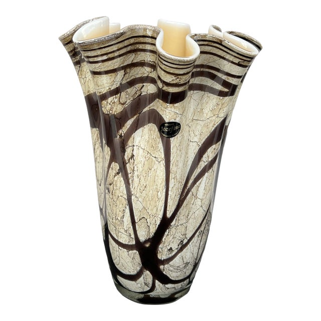 Vintage 20th Century Krosno Jozefina Poland Handcrafted Ruffled Vase