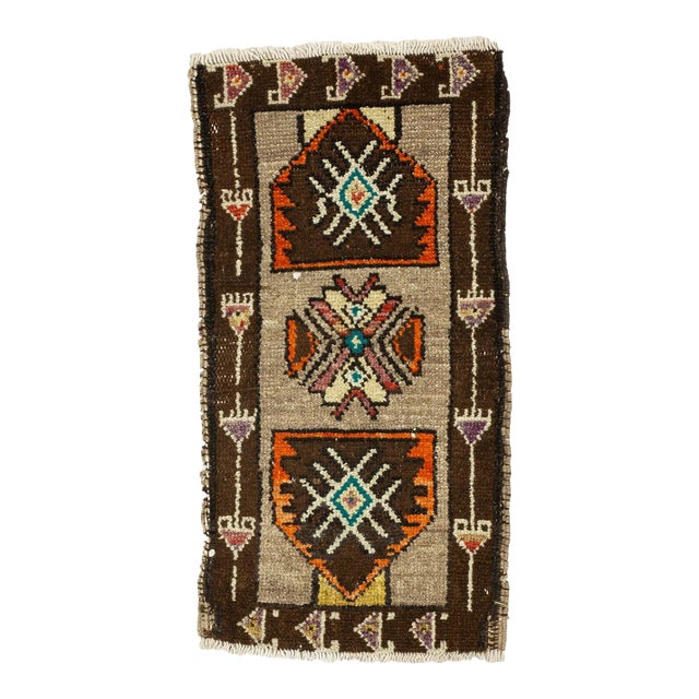 Brown & Orange Mini Rug For Sale