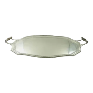 1920s French Silver Large Serving Tray With Handles by Christofle