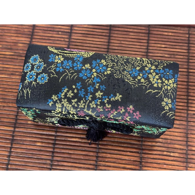 1970s 1970s Small Japanese Lidded Fabric Box With Tassel For Sale - Image 5 of 8