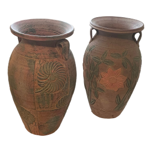 Vintage Terracotta Floor Vases, a Pair