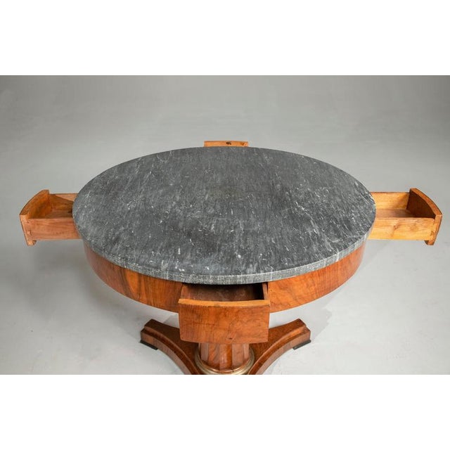 Lombard Empire Table in Walnut with Marble Top, 1850 For Sale - Image 12 of 18