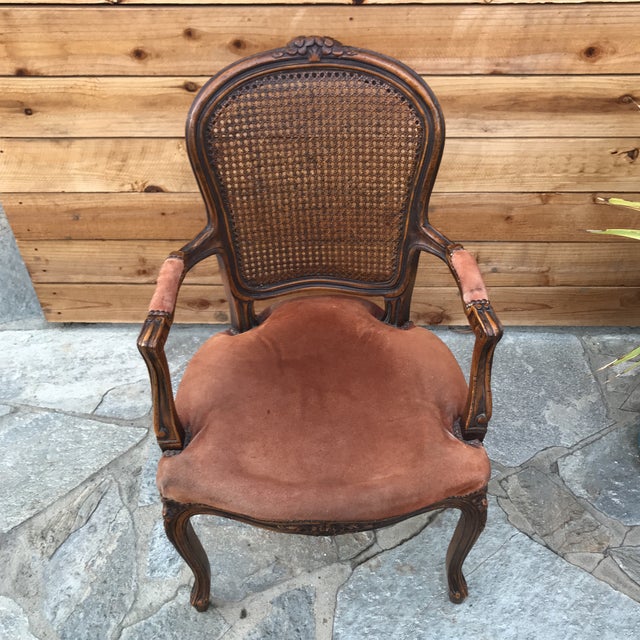 Antique Louis XV Style Cane Back Carved Wood Bergere Chair Chairish