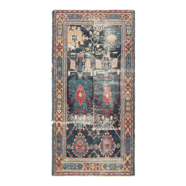 Antique Doroksh Persian Runner Rug, Blue With Geometric Medallions - Rug & Kilim For Sale