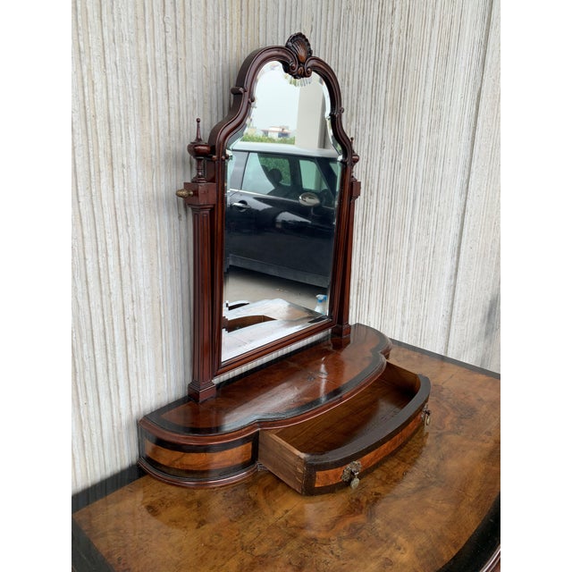 Venetian Baroque Dresser With Mirror in Burl Walnut With Ebonized Details For Sale - Image 12 of 13