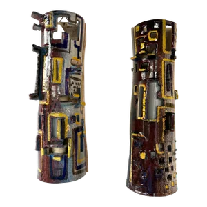 Pair of Sconces Ceramic Enameled Sculpture. Italy, 1960s