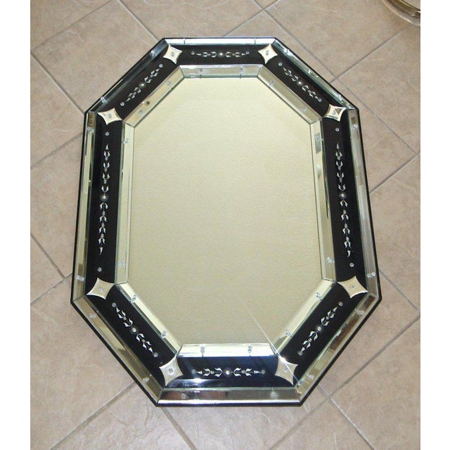 1960s Italian Venetian Etched Glass Octagonal Wall Mirror Chairish