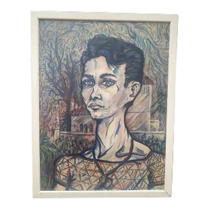 “Riki” Self Portrait, Oil on Board. Original Artwork.