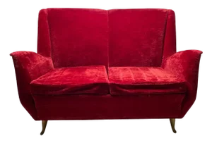 Italian Two-Seater Red Sofa from by I.S.A. Bergamo, 1950s