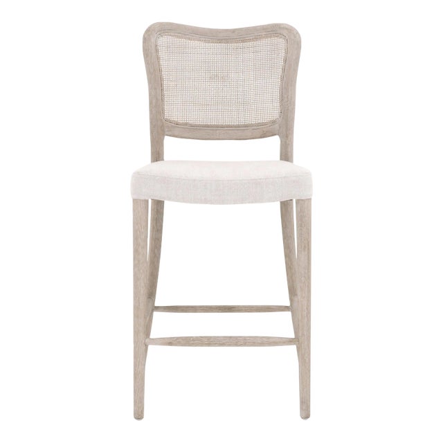 Cela Oak & Cane Upholstered Counter Stool For Sale
