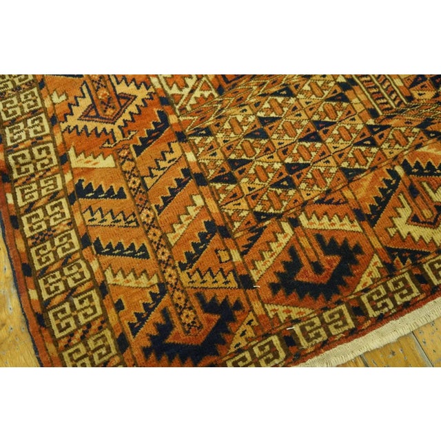 19th Century 1890s Red Geometric Tribal Antique Central Asian Turkmen Tekke Engsi Rug 3' 9" X 5' 5" Knotted Wool Carpet For Sale - Image 5 of 12