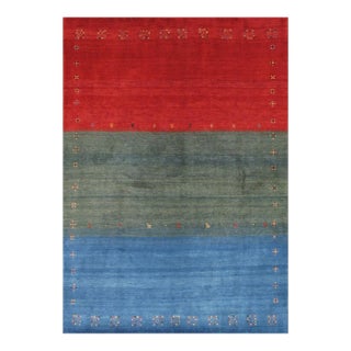 Pasargad Home Gabbeh Lamb's Wool Multicolor Area Rug- 5' 9'' X 7'11'' For Sale