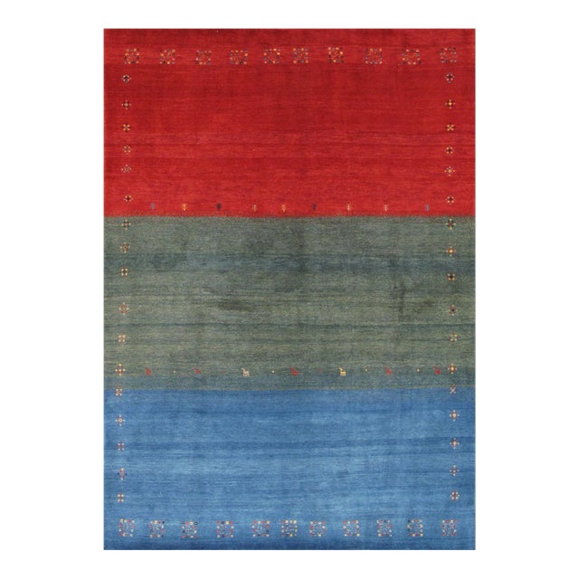 Pasargad Home Gabbeh Lamb's Wool Multicolor Area Rug- 5' 9'' X 7'11'' For Sale