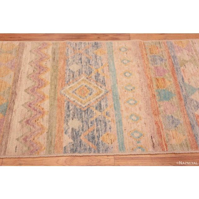 Textile Happy Colorful Tribal Geometric Modern Hallway Runner Rug For Sale - Image 7 of 7
