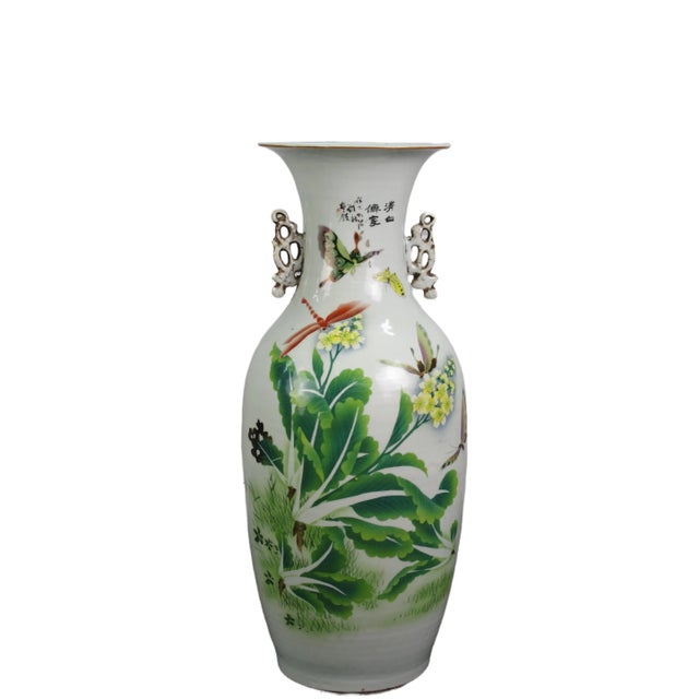 Vintage Chinese Dragon Flies Famille Rose Porcelain Vase For Sale - Image 13 of 13