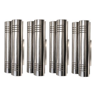 Mid 20th Century Four Italian Polished Chrome Cylindrical Wall Sconces For Sale