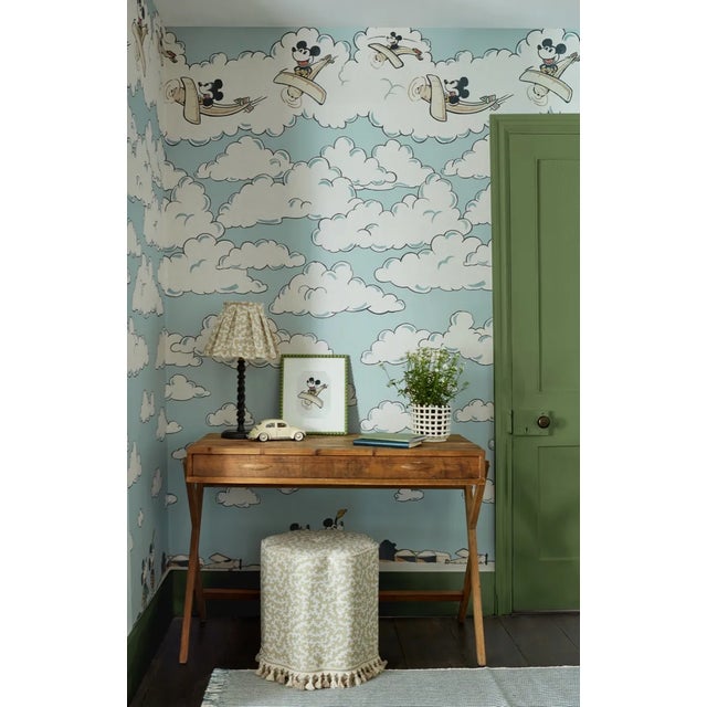 Traditional Sanderson Mickey In the Clouds Wallpaper in Sea Salt For Sale - Image 3 of 4
