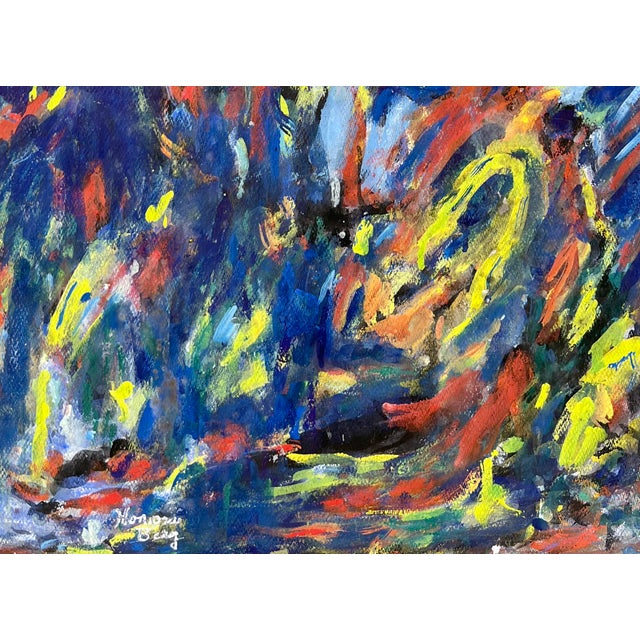 1950s Bay Area Abstract Expressionist Fauvist Oil on Paper Honora Berg Berkeley 1959 by Honora Berg For Sale - Image 5 of 9