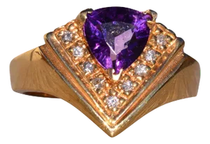 The 148th Avenue: Amethyst and Natural Diamond Cocktail Ring in Yellow Gold