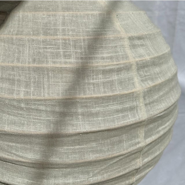 Japanese-Style Rattan and Natural Linen Pendant Light, 1980s For Sale - Image 13 of 17