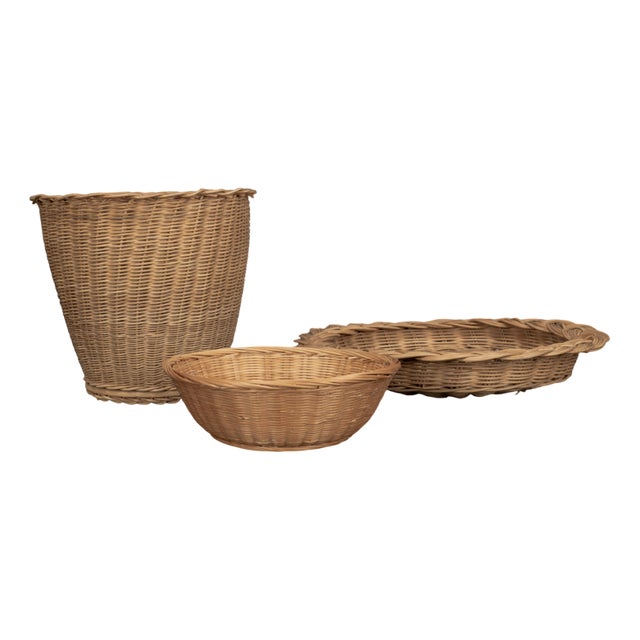 Wicker Baskets, 1920s, Set of 3 For Sale