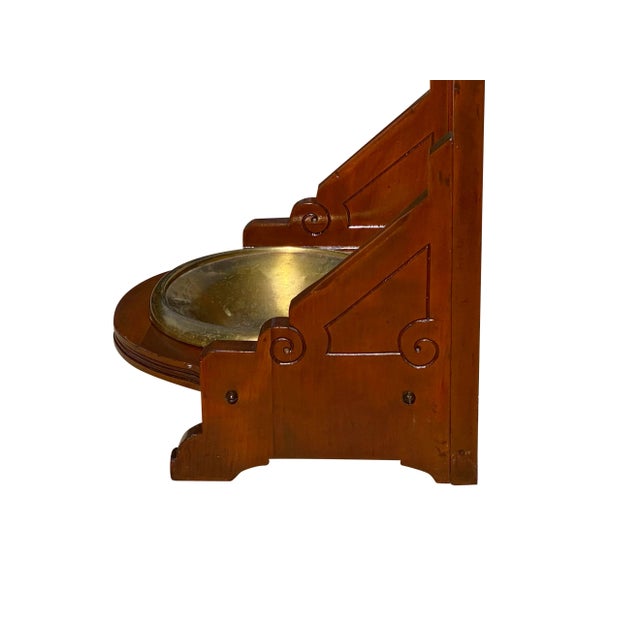Wood Late 19th Century Antique Eastlake Victorian Cherry Umbrella Stand With Original Brass Water Basin For Sale - Image 7 of 11