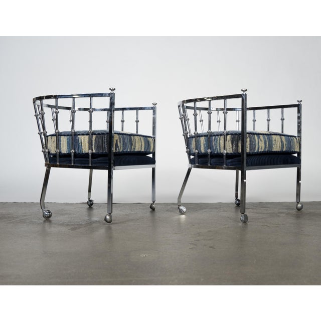 Metal Late 20th Century Pair of Chrome Barrel Lounge Chairs For Sale - Image 7 of 14