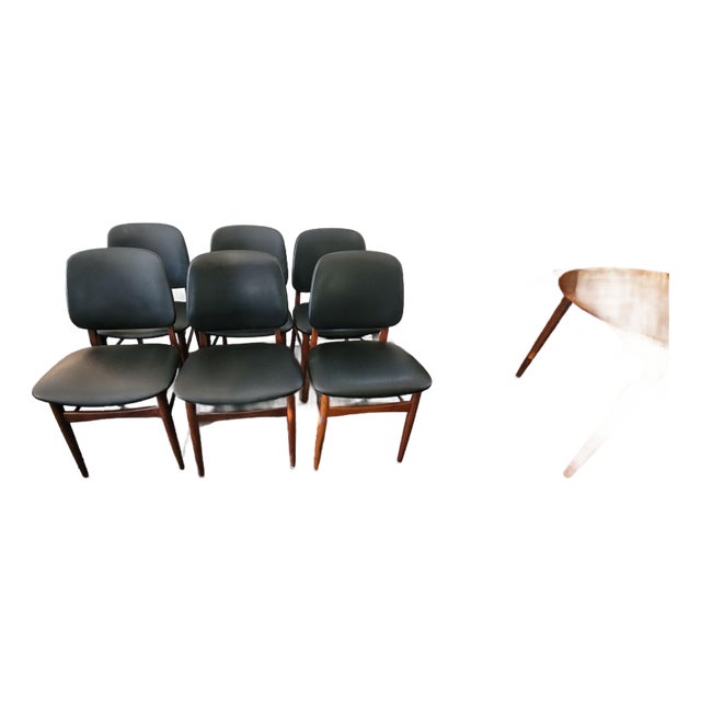 Mid Century Danish Teak Set of 6 Dining Chairs Arne Hovmand Olsen for Art Furniture Denmark For Sale