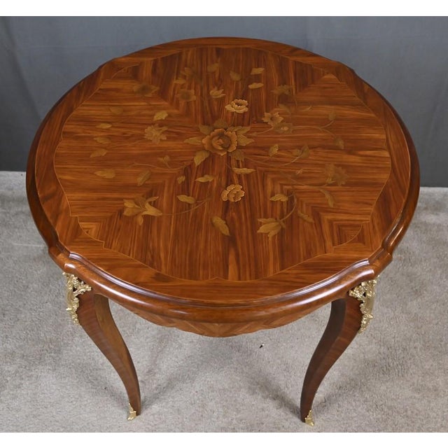 Louis XV Style Marquetry Coffee Table For Sale - Image 4 of 18